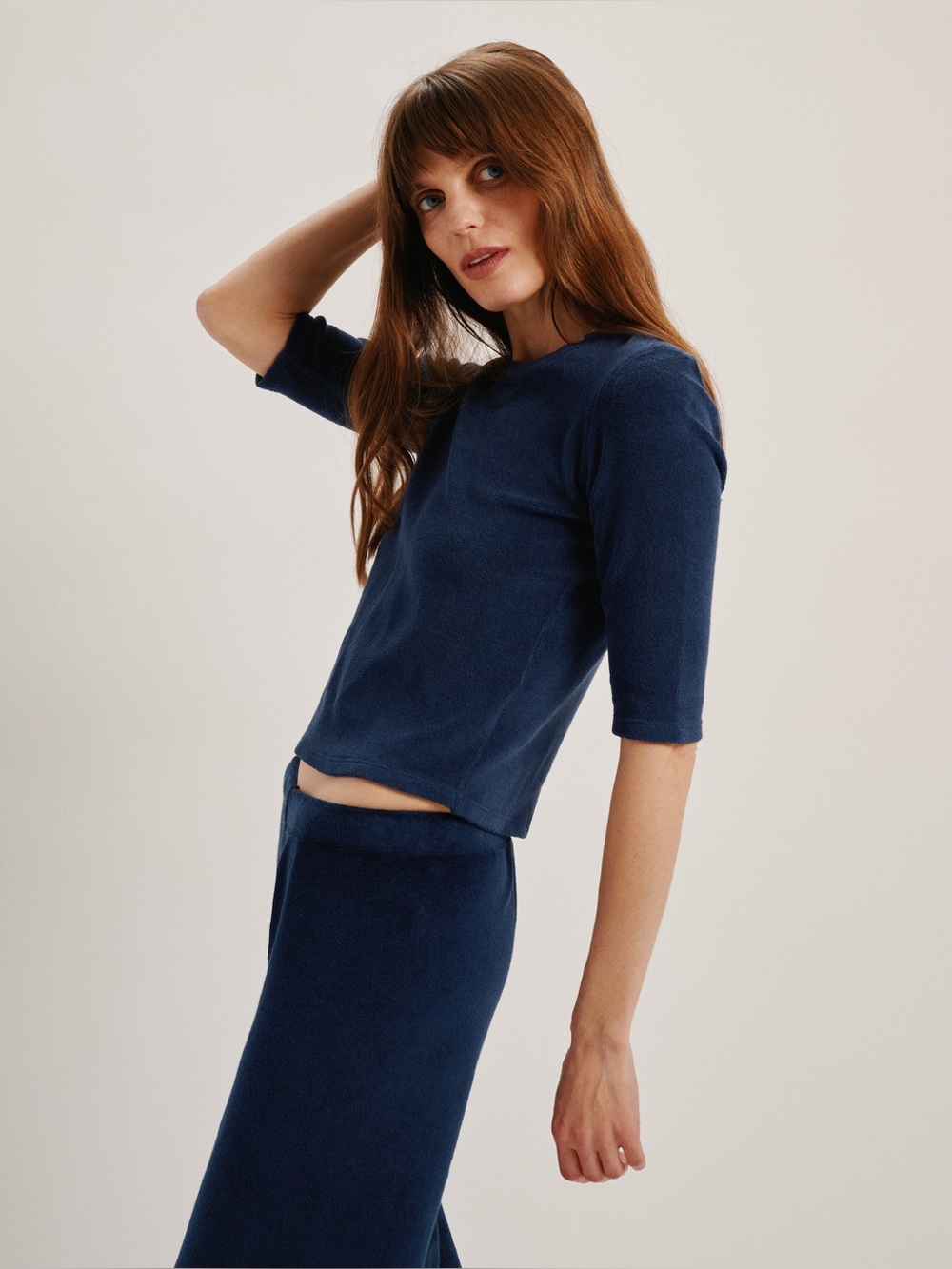 SUZIE KONDI corfu terry top navy Blue XS NWT classic designer